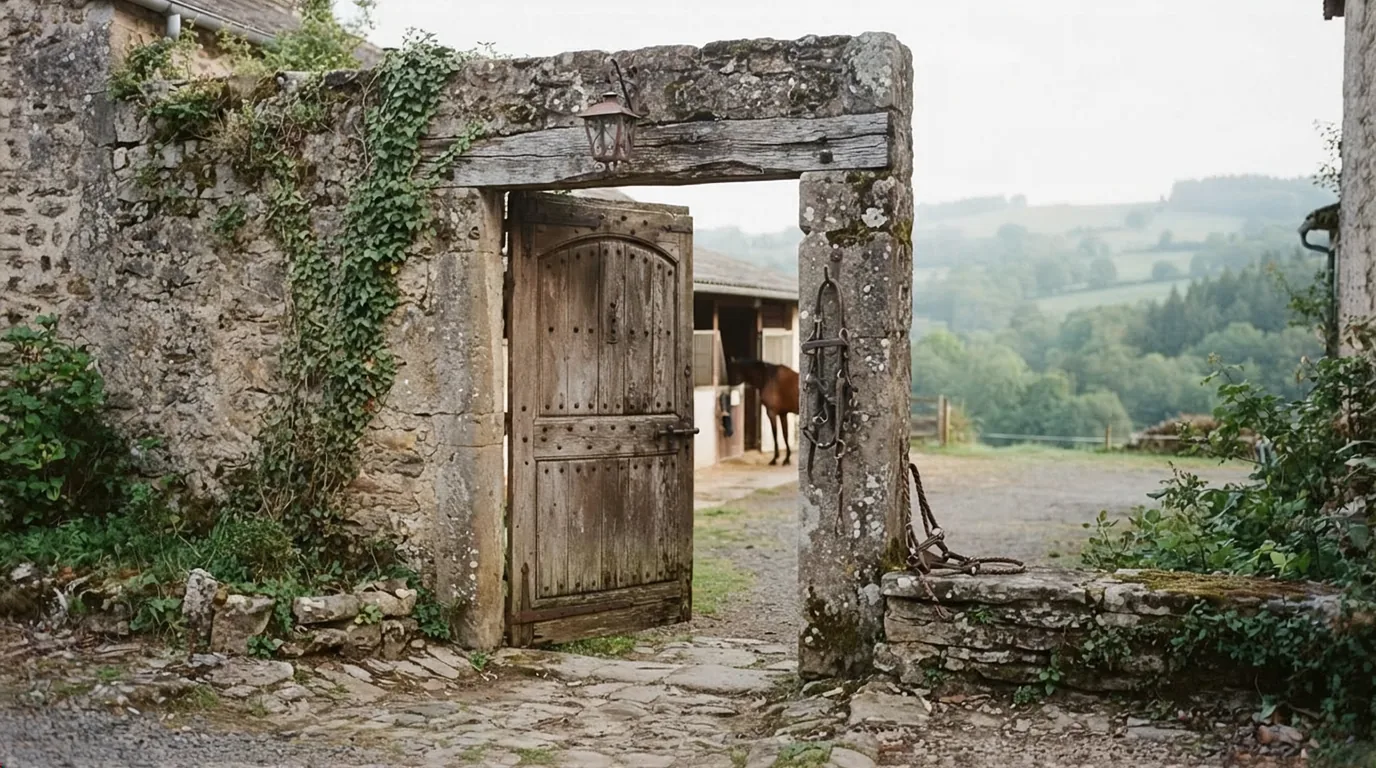 Entrée du Écuries Karine Roux, centre équestre à Saint-Jean-Ligoure
